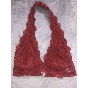 Rust halter lace bralette